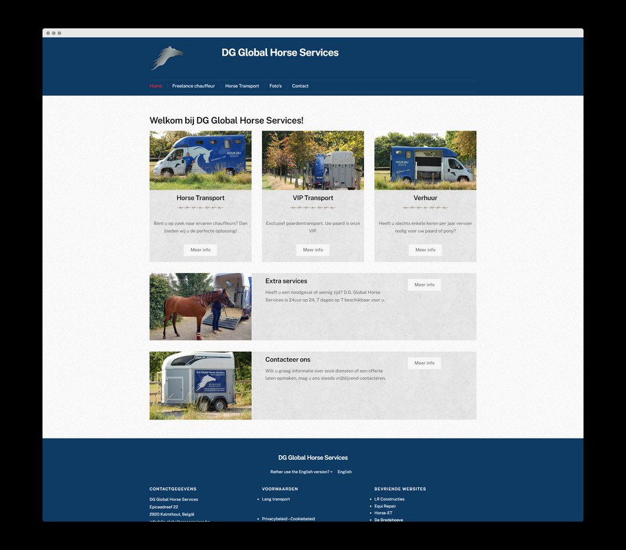 Bekijk de website van DG Global Horse Services - Een realisatie van Nick Suy Webdesign