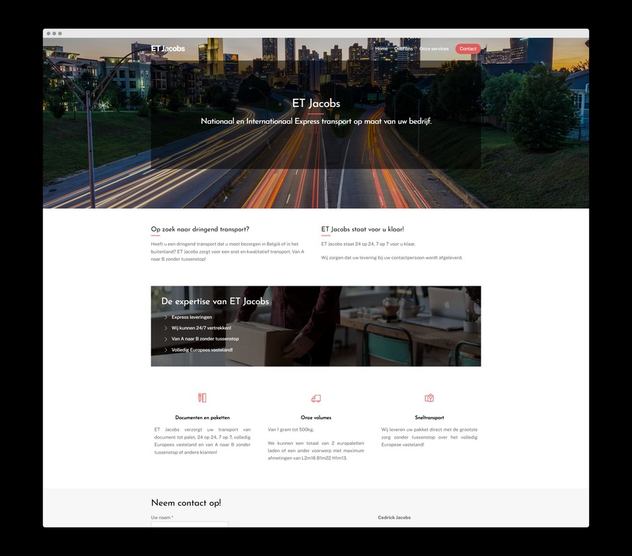Bekijk de website van ET Jacobs - Een realisatie van Nick Suy Webdesign