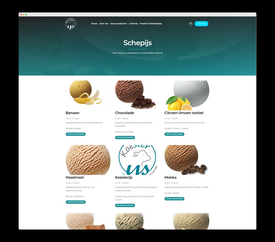 Webshop - Koesterijs - Een website van Nick Suy Webdesign